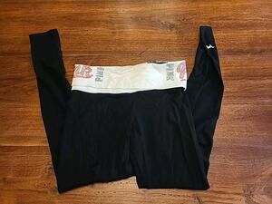 BLING Victoria Secret Pink Black SEQUIN LOGO FOLDOVER YOGA LEGGING PANT XS